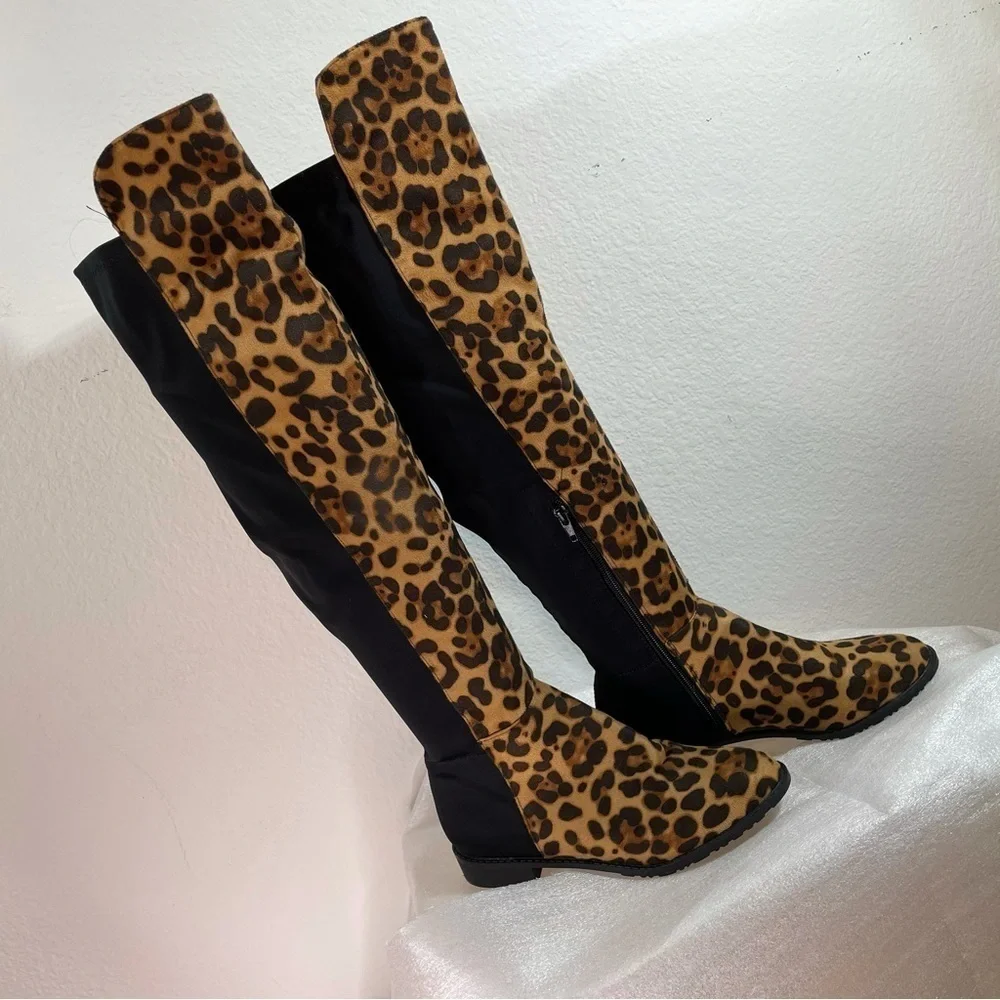 YOKI Leopard Print Boots : over the knee Size 6 Leopard animal print  size 6
